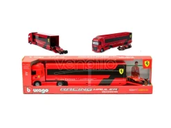 BBURAGO BU36867 IVECO S WAY 570 RACING TRANSPORTER W/ FERRARI SF-24 N.16 C.LECLERC 1:43 Modellino