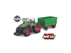BBURAGO BU31692 TRATTORE FENDT 1050 VARIO + 2 AXLE TRAILER Modellino