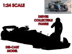 F1 Mercedes W15 E Perfomance 2023 Con Russel Figura - 1:24 Die-cast Model Modelli In Scala Bburago