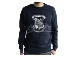 Harry Potter - Felpa Vintage - "Hogwarts" Uomo Nera Sbiadita Taglia XXL