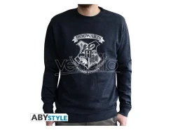 Harry Potter - Felpa Vintage - "Hogwarts" Uomo Nera Sbiadita Taglia L