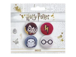 Harry Potter Set 4 Spille a Bottone Harry ed Edvige 2,5 x 2,5 cm The Carat Shop
