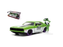 JADA TOYS JADA253223020 PLYMOUTH BARRACUDA THE SAVAGE SHE HULK W/FIGURE GREEN/WHITE 1:32 Modellino