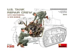 MINIART MIN35461 U.S. TANK REPAIR CREW w/CONTINENTAL W-670 ENGINE KIT 1:35 Modellino
