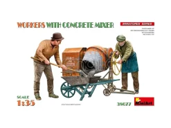 Miniart Min38077 Workers Con Concrete Mixer Kit 1:35 Modellino