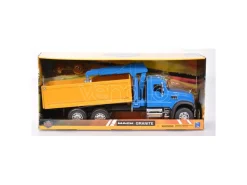 NEW RAY NY17106 MACK GRANITE DUMP YELLOW TRUCK BLUE W/CRANE PLASTICA 1:18 Modellino