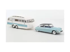 NOREV NV181760 CITROEN DS 19 1959 BLEU NUAGE & CARAVAN HANON 1:18 Modellino