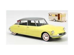 NOREV NV181762 CITROEN DS 19 1960 YELLOW & CARAVAN DIGUE PANORAMIC 1:18 Modellino