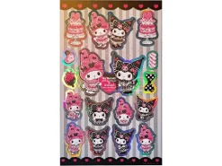 Sanrio Pink Black Party Series Sticker Pack Kuromi & My Melody Sakami Merchandise
